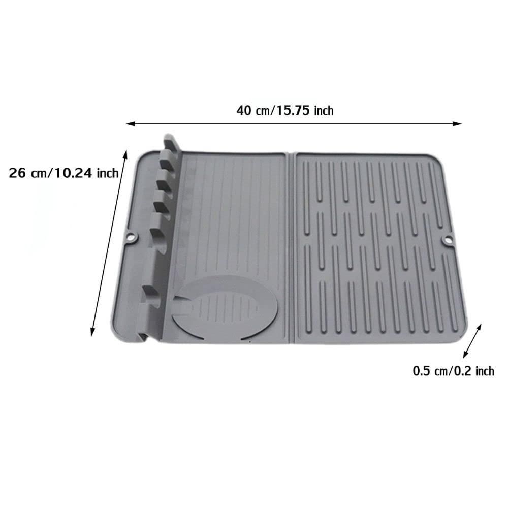 Silicon Dish Drying Mat with Hanger for Kitchen Non-Slip Water Draining