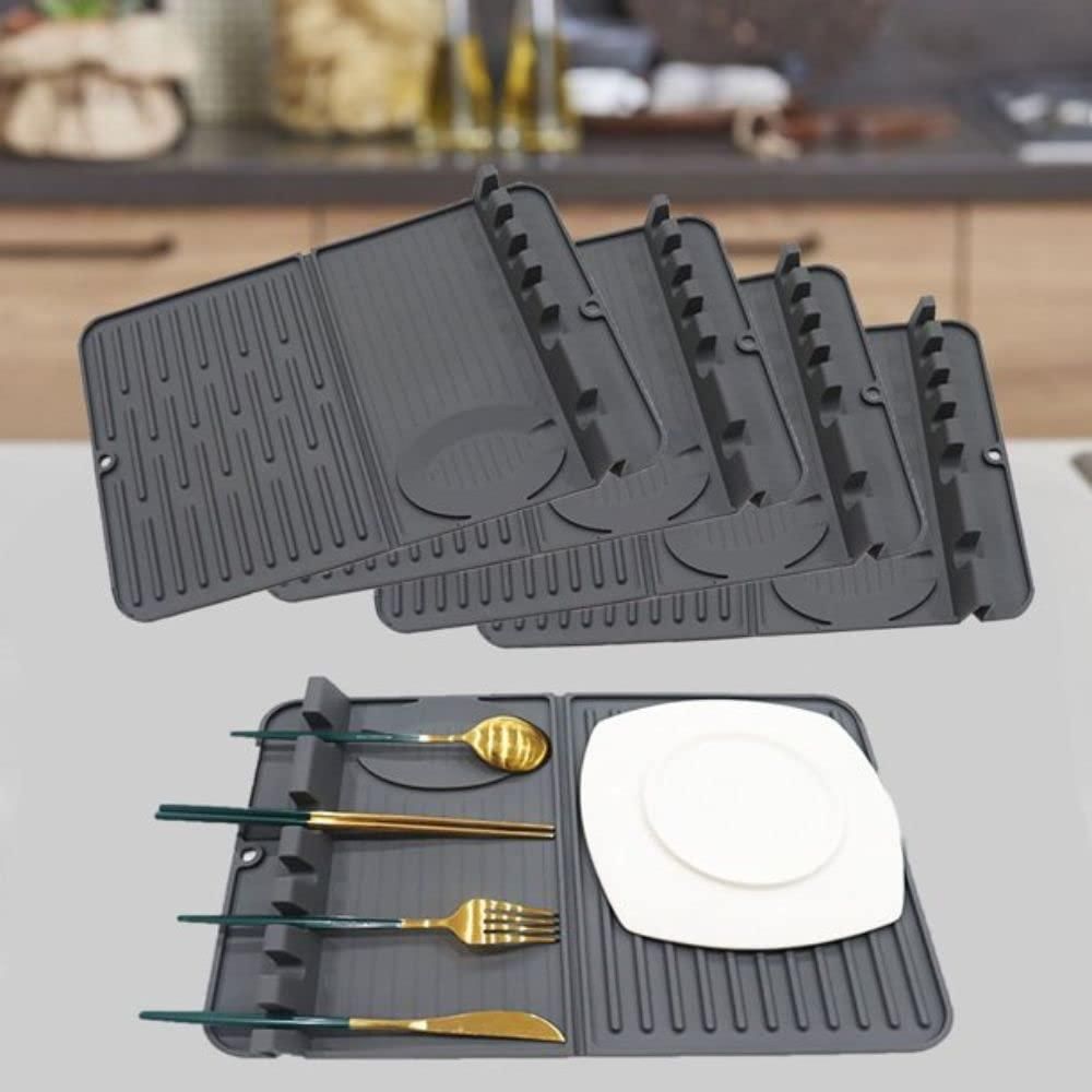 Silicon Dish Drying Mat with Hanger for Kitchen Non-Slip Water Draining